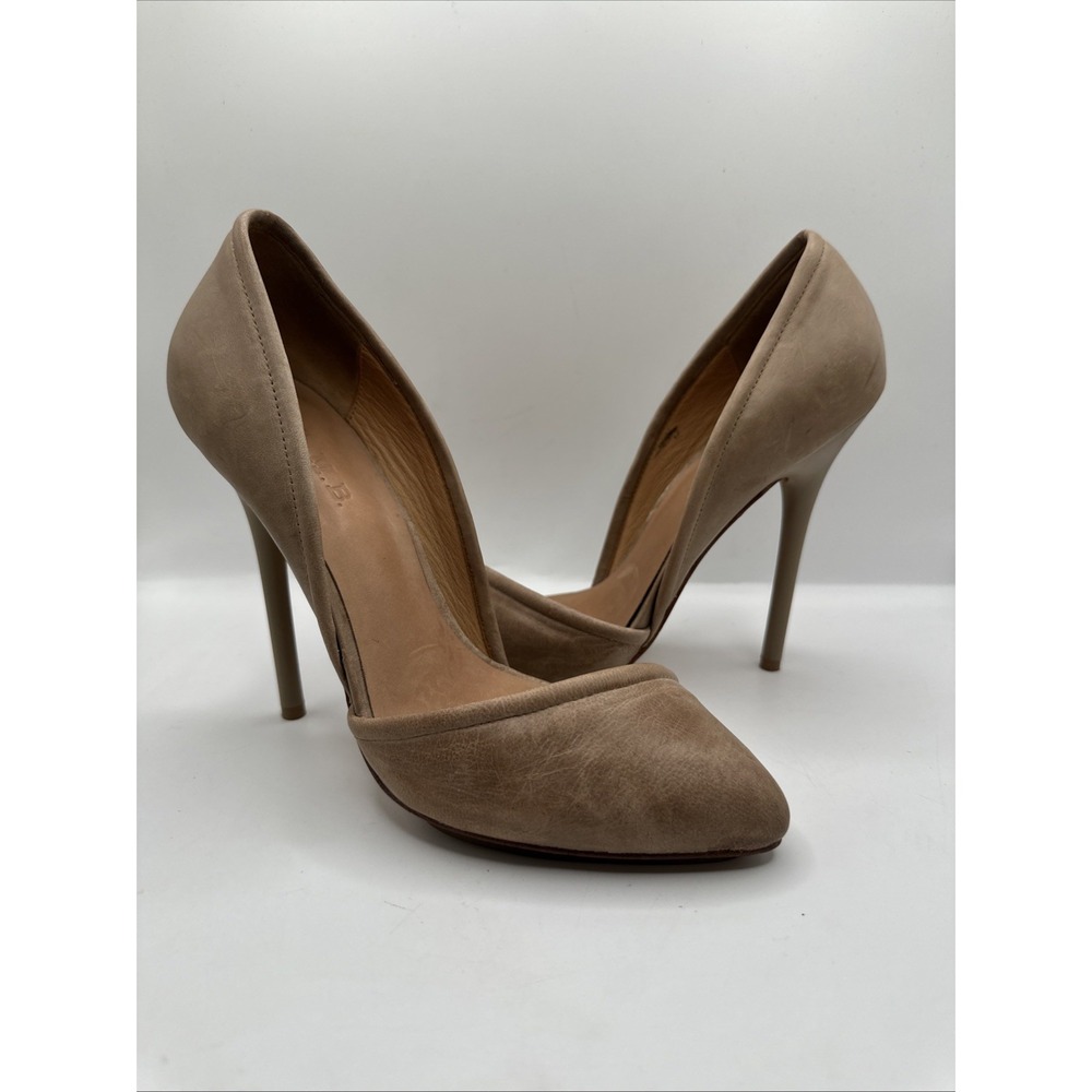 L.A.M.B. Taupe Pointed Toe Sleek Side-Cut d'Orsay Stiletto Sz 8 1/2